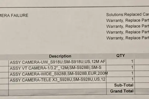 Servicebeskrivning visar att kameran fungerar inte på en Samsung-telefon. Lösningen är att byta ut kameralinsen.