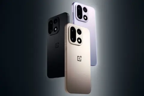 Tre nya OnePlus-telefoner i färgerna svart, beige och lila. Kameramodulen påminner om Hasselblad.