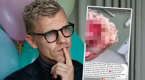 Bingo Rimer delar fotografier från akuten, tackar personalen på S:t Görans sjukhus.