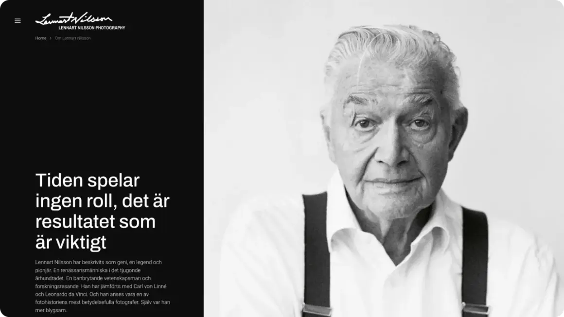 Porträtt av den legendariske fotografen Lennart Nilsson. Hans verk är tidlösa.