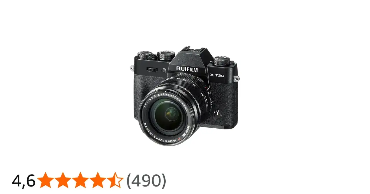 Svart systemkamera Fujifilm X-T20 med objektivet Fujinon 18-55mm. Perfekt för att fånga dina minnen.