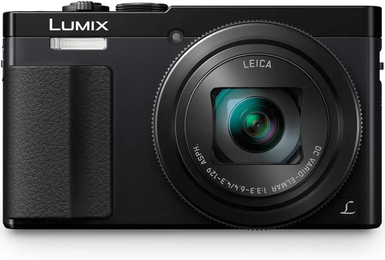 Svart Panasonic Lumix TZ60 kompaktkamera med Leica-objektiv. Perfekt för att fånga dina äventyr.