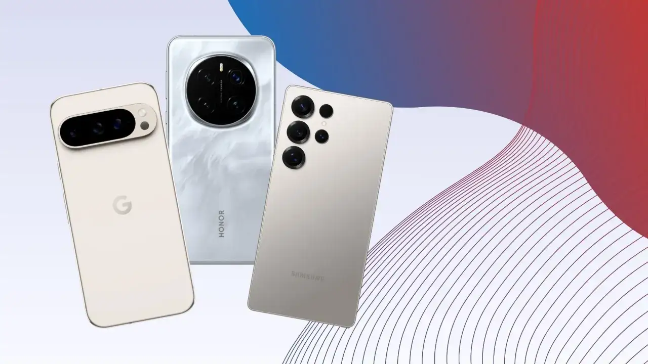 Tre nya smartphones: en Google Pixel, en Honor och en Samsung. Alla ser ut att vara en bra kameramobil f&ouml;r att f&aring;nga dina minnen.