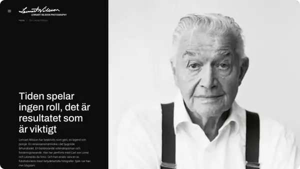 Porträtt av den legendariske fotografen Lennart Nilsson. Hans verk är tidlösa.